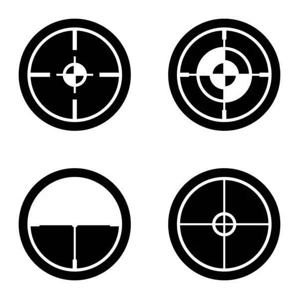 Crosshairs Glyph Płaski Zestaw Ikon Izolowany Białym Tle — Wektor stockowy