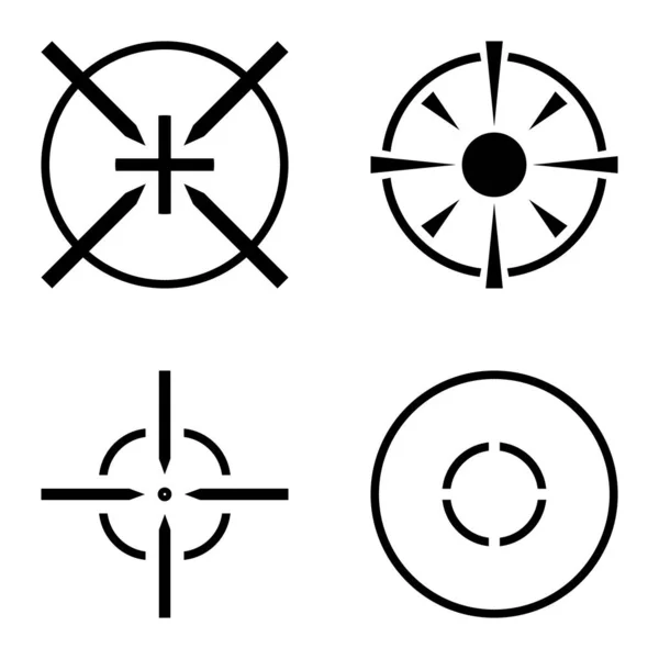 Crosshairs2 Düz Simge Seti Beyaz Arkaplanda Zole Edildi — Stok Vektör