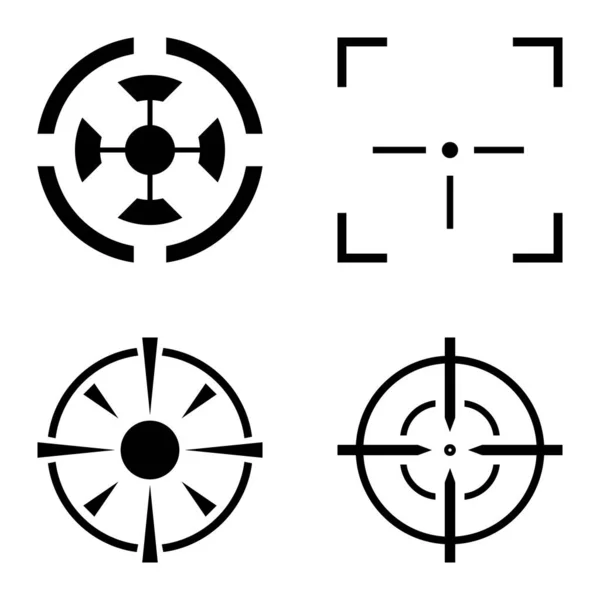 Crosshairs2 Flat Icon Set Isolated White Background — ストックベクタ