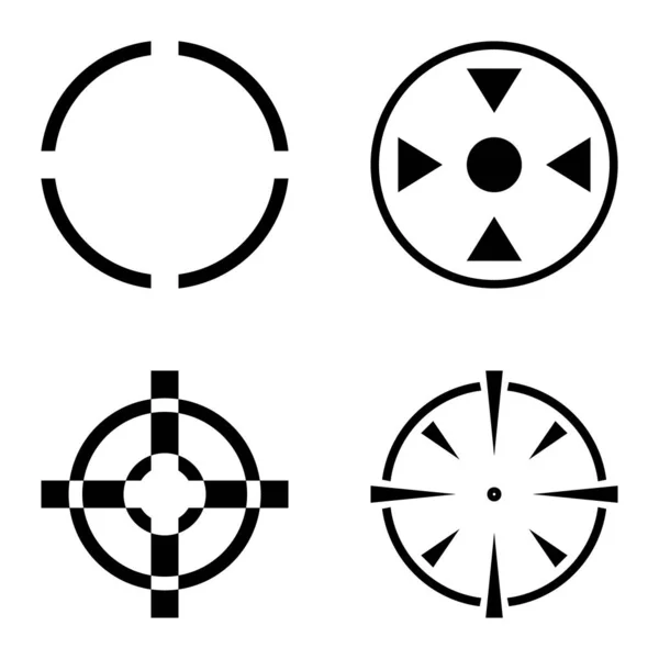 Crosshairs2 Flat Icon Set Isolated White Background — ストックベクタ