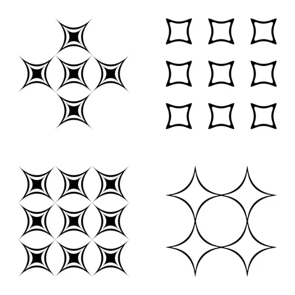 Abstract_4Star2 Flat Icon Set Isolated White Background — Stock Vector