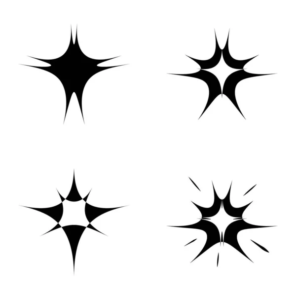 Starburst Flat Icon Set Isolated White Background — Stock Vector