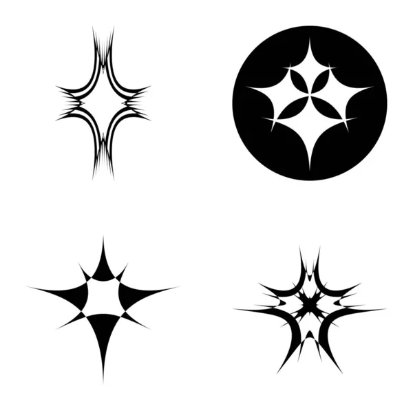 Juego Iconos Planos Starburst Aislados Sobre Fondo Blanco — Vector de stock