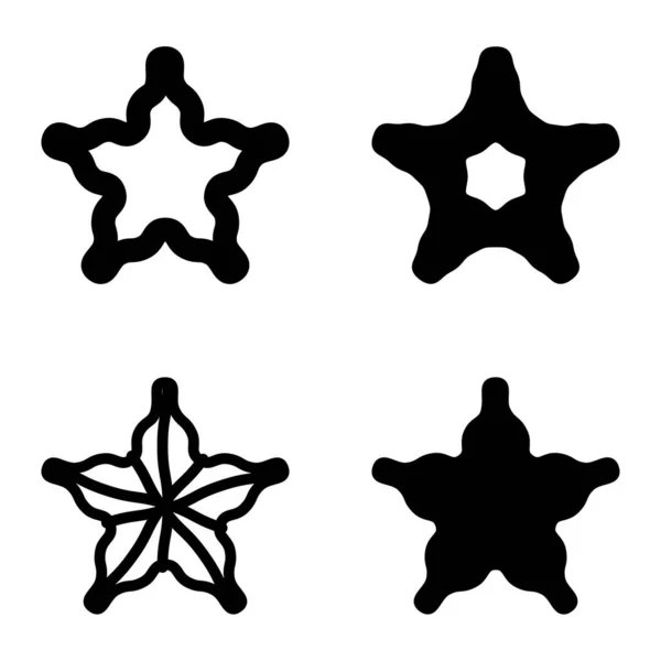 Wave Star Flat Icon Set Isoliert Auf Weißem Hintergrund — Stockvektor