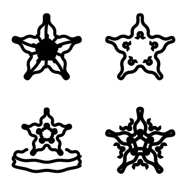 Ensemble Icônes Plates Wave Star Isolé Sur Fond Blanc — Image vectorielle