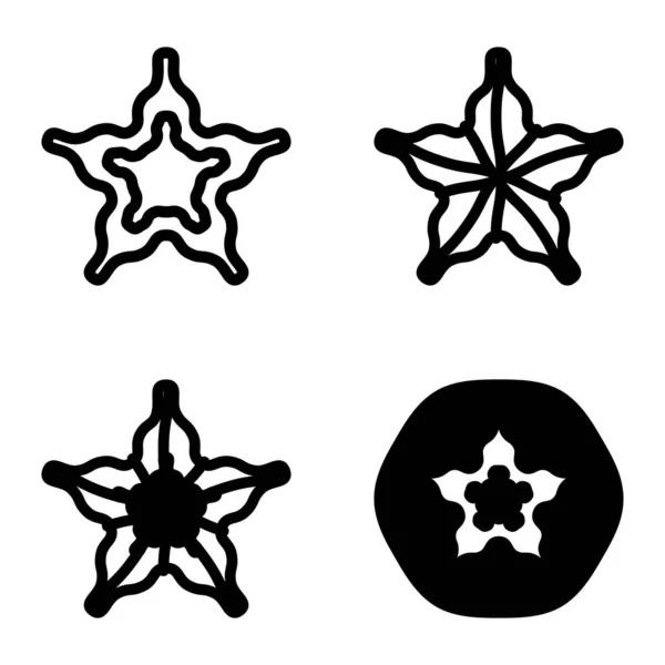 Set Iconos Planos Wave Star Aislados Sobre Fondo Blanco — Vector de stock