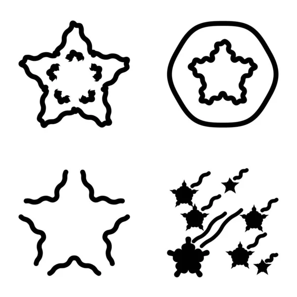 Ensemble Icônes Plates Wave Star Isolé Sur Fond Blanc — Image vectorielle