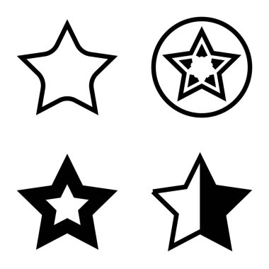 Yıldız Düz Simgesi Seti Beyaz Arkaplanda Ayrı Tutuldu