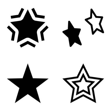 Yıldız Düz Simgesi Seti Beyaz Arkaplanda Ayrı Tutuldu