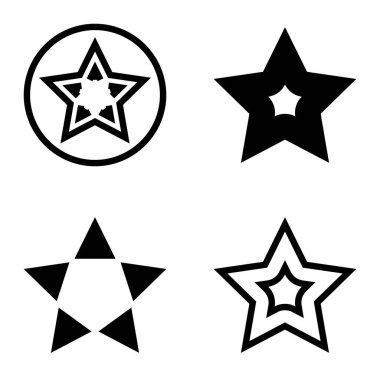 Yıldız Düz Simgesi Seti Beyaz Arkaplanda Ayrı Tutuldu