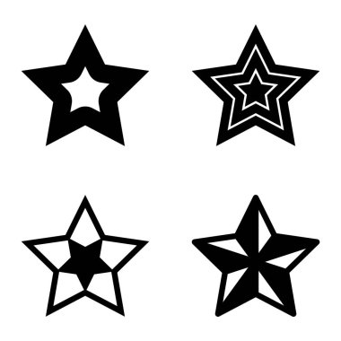 Yıldız Düz Simgesi Seti Beyaz Arkaplanda Ayrı Tutuldu