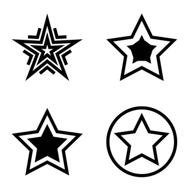 Yıldız Düz Simgesi Seti Beyaz Arkaplanda Ayrı Tutuldu