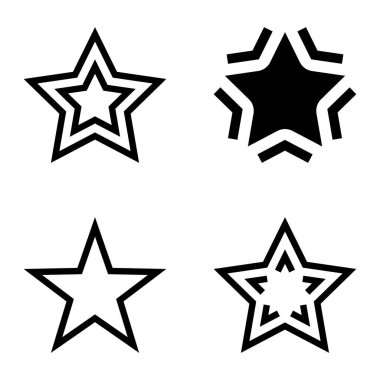 Yıldız Düz Simgesi Seti Beyaz Arkaplanda Ayrı Tutuldu