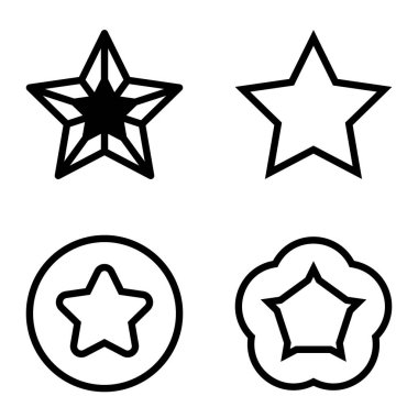 Yıldız Düz Simgesi Seti Beyaz Arkaplanda Ayrı Tutuldu