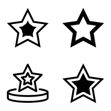 Yıldız Düz Simgesi Seti Beyaz Arkaplanda Ayrı Tutuldu