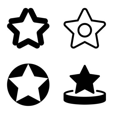 Yıldız Düz Simgesi Seti Beyaz Arkaplanda Ayrı Tutuldu