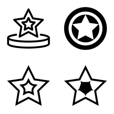 Yıldız Düz Simgesi Seti Beyaz Arkaplanda Ayrı Tutuldu