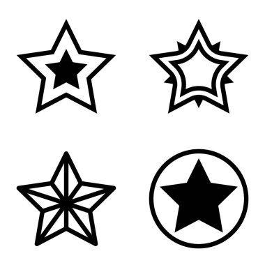 Yıldız Düz Simgesi Seti Beyaz Arkaplanda Ayrı Tutuldu