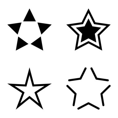 Yıldız Düz Simgesi Seti Beyaz Arkaplanda Ayrı Tutuldu