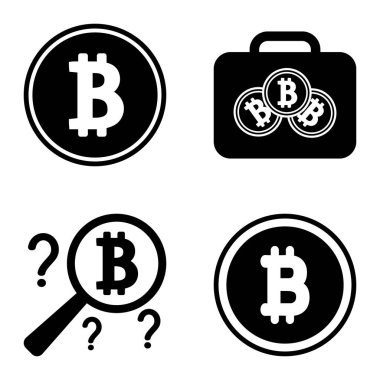 Bitcoins1-2 Düz Simge Seti Beyaz Arkaplanda İzole Edildi