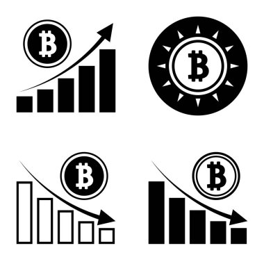 Bitcoins1-2 Düz Simge Seti Beyaz Arkaplanda İzole Edildi
