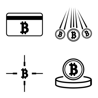Bitcoins1-2 Düz Simge Seti Beyaz Arkaplanda İzole Edildi