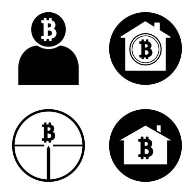 Bitcoins1-2 Düz Simge Seti Beyaz Arkaplanda İzole Edildi