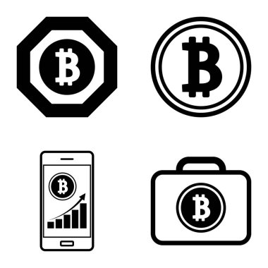 Bitcoins1-2 Düz Simge Seti Beyaz Arkaplanda İzole Edildi