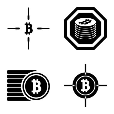 Bitcoins1-2 Düz Simge Seti Beyaz Arkaplanda İzole Edildi