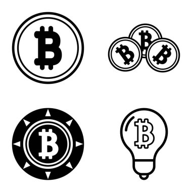 Bitcoins1-2 Düz Simge Seti Beyaz Arkaplanda İzole Edildi