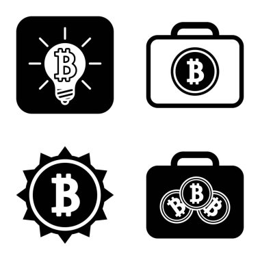 Bitcoins1-2 Düz Simge Seti Beyaz Arkaplanda İzole Edildi