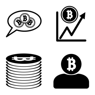 Bitcoins1-2 Düz Simge Seti Beyaz Arkaplanda İzole Edildi