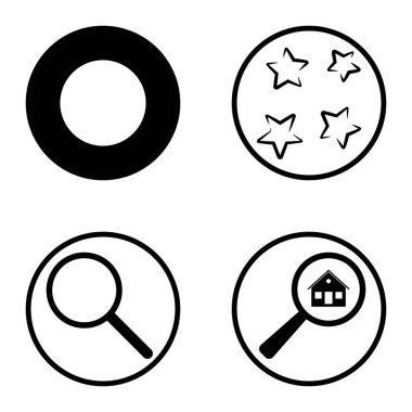 Daireler 1-2 Düz Simge Seti Beyaz Arkaplanda İzole Edildi