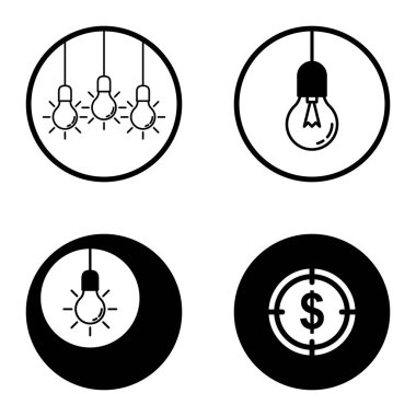 Daireler 1-2 Düz Simge Seti Beyaz Arkaplanda İzole Edildi