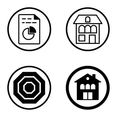 Daireler 1-2 Düz Simge Seti Beyaz Arkaplanda İzole Edildi