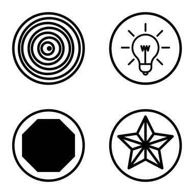 Daireler 1-2 Düz Simge Seti Beyaz Arkaplanda İzole Edildi