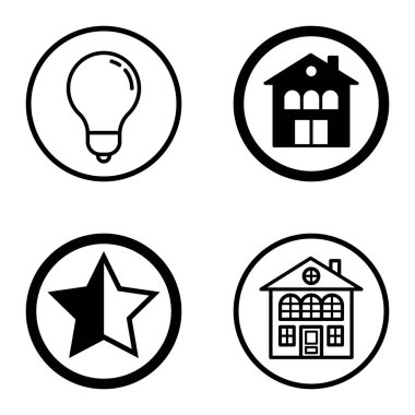 Daireler 1-2 Düz Simge Seti Beyaz Arkaplanda İzole Edildi