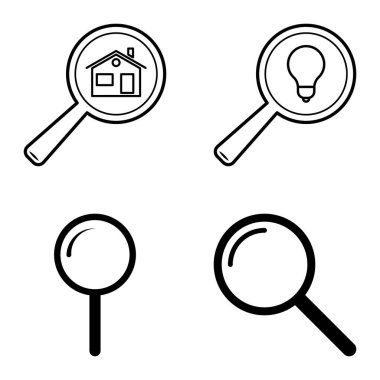 Büyüteçler Düz Simge Seti Beyaz Arkaplanda İzole Edildi