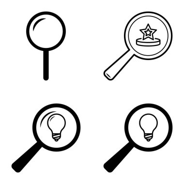 Büyüteçler Düz Simge Seti Beyaz Arkaplanda İzole Edildi