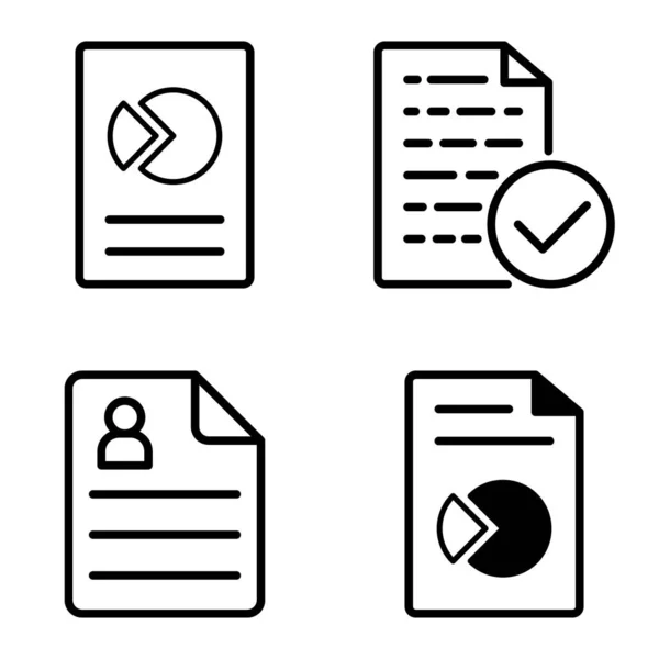 Docs1 Flat Icon Set Izolované Bílém Pozadí — Stockový vektor