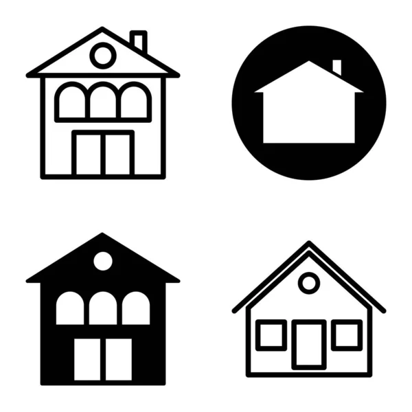 Houses Flat Icon Set Isolated White Background — Stock Vector