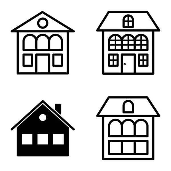 Conjunto Iconos Planos Casas Aisladas Sobre Fondo Blanco — Vector de stock