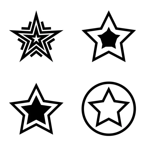 Stars Flat Icon Set Isoliert Auf Weißem Hintergrund — Stockvektor