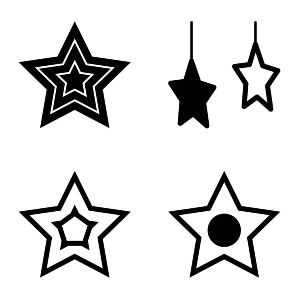 Hvězdy Ploché Ikony Sada Izolované Bílém Pozadí — Stockový vektor