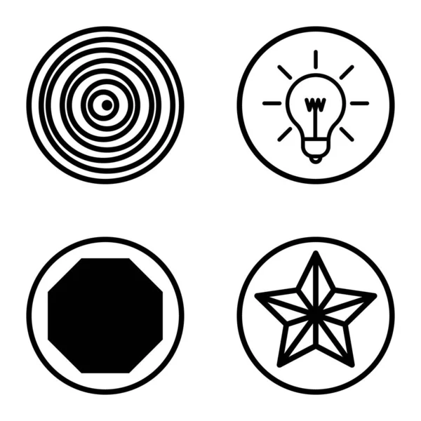 Circles1 Flat Icon Set Izolované Bílém Pozadí — Stockový vektor