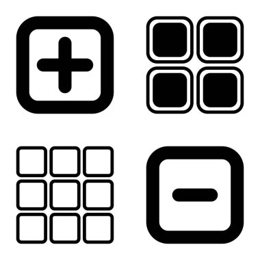 Kare Düz Simge Seti Beyaz Arkaplanda İzole Edildi