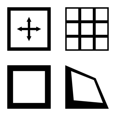 Kare Düz Simge Seti Beyaz Arkaplanda İzole Edildi