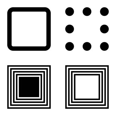 Kare Düz Simge Seti Beyaz Arkaplanda İzole Edildi