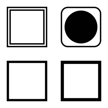 Kare Düz Simge Seti Beyaz Arkaplanda İzole Edildi