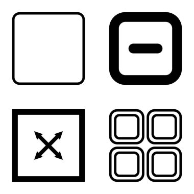 Kare Düz Simge Seti Beyaz Arkaplanda İzole Edildi